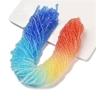 5 strenge facet glasperler. 4,5 - 3,6 mm. Blå, gul, orange